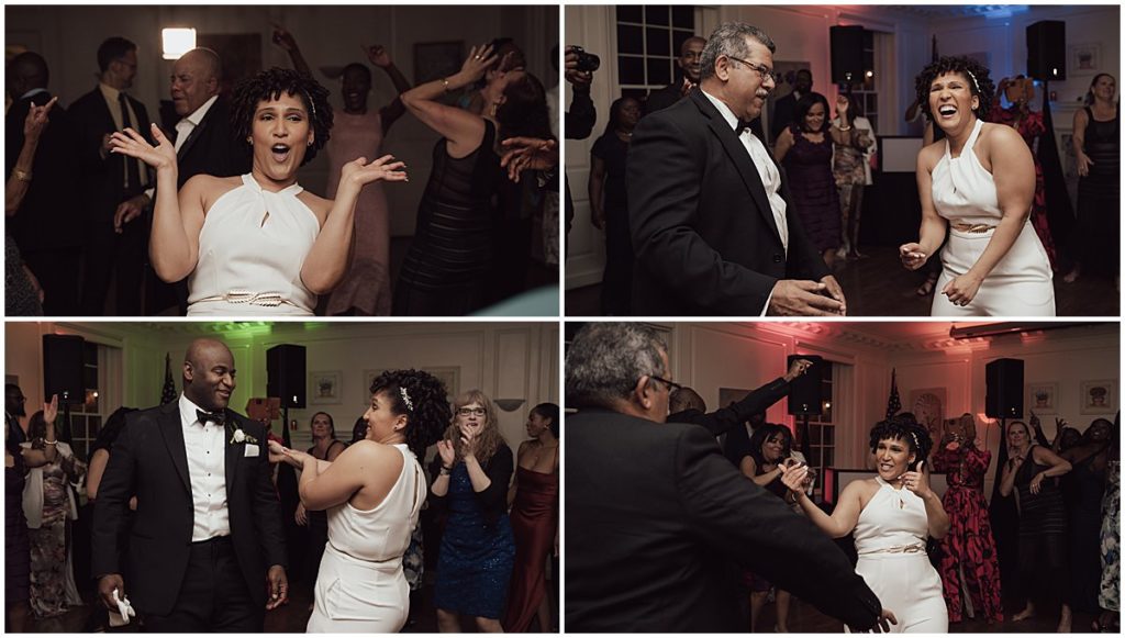 bride and groom dance during reception